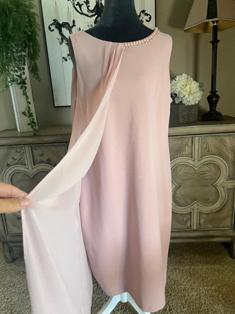 SL NY- Women's Special Occasion/ Cocktail Dress Pink w/Shear Overlay -Size 14